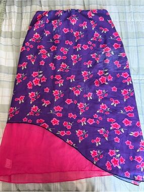 Women’s Floral Swim Cover-Up Skirt in Purple and Pink